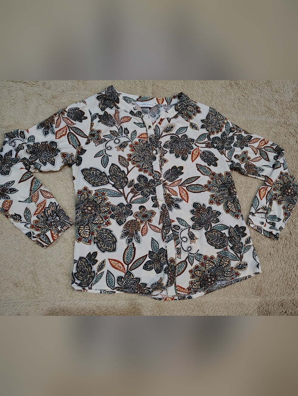 Christopher And Banks Women's Floral Print Long Sleeve Blouse Top Chic Size Sm